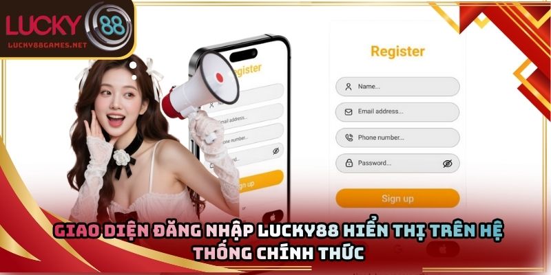 Giao diện đăng nhập Lucky88 hiển thị trên hệ thống chính thức